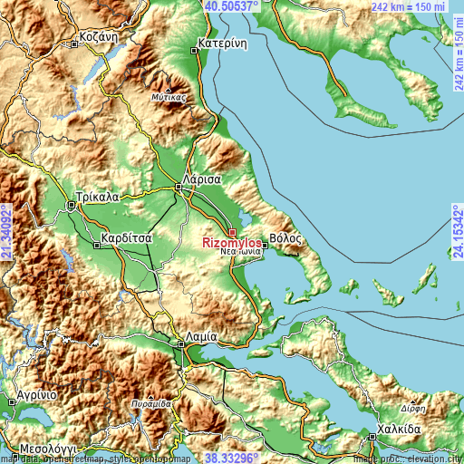 Topographic map of Rizómylos