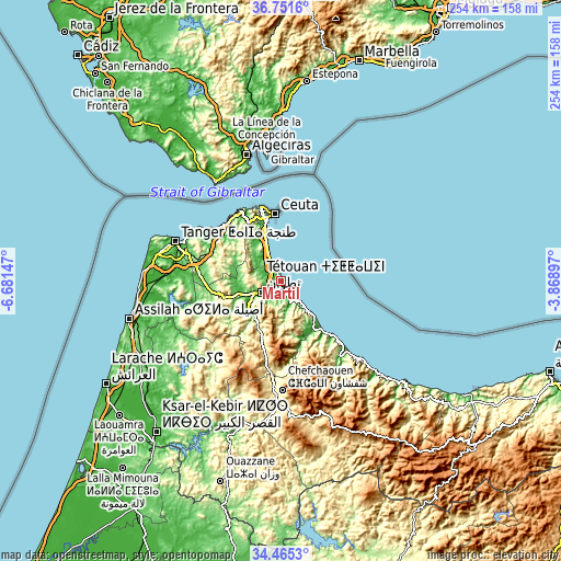 Topographic map of Martil