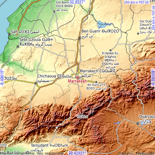 Topographic map of Marrakesh