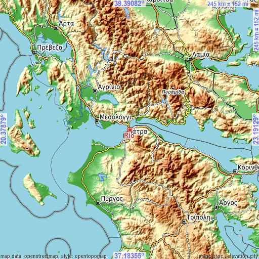 Topographic map of Río