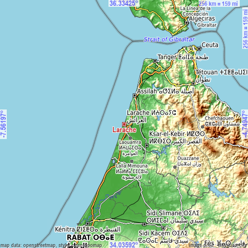 Topographic map of Larache