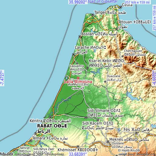 Topographic map of Lalla Mimouna