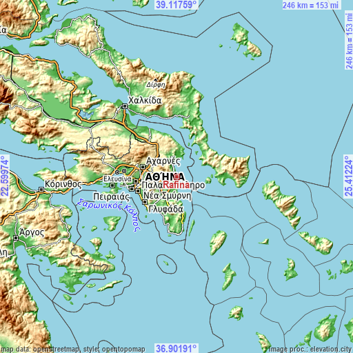 Topographic map of Rafína