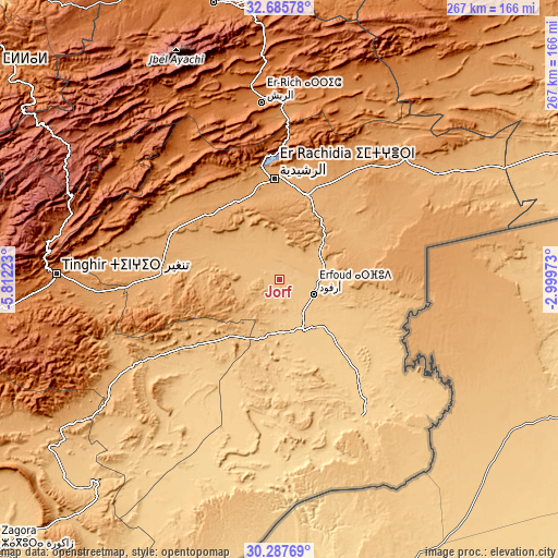 Topographic map of Jorf