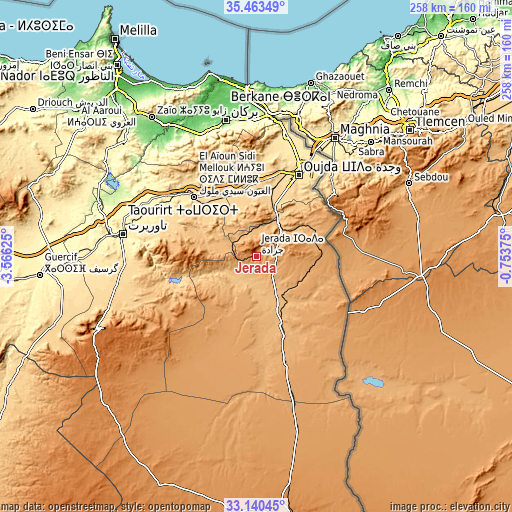 Topographic map of Jerada