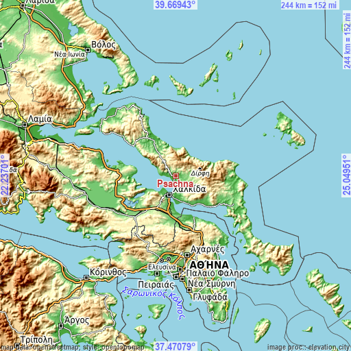 Topographic map of Psachná