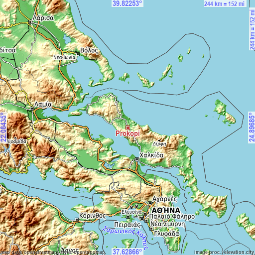 Topographic map of Prokópi