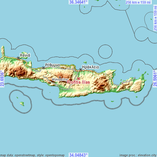 Topographic map of Profítis Ilías