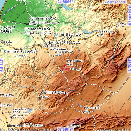 Topographic map of Ifrane