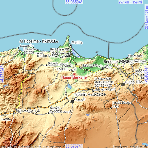 Topographic map of Hassi Berkane