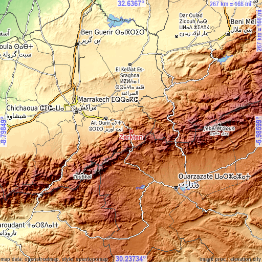 Topographic map of Zerkten