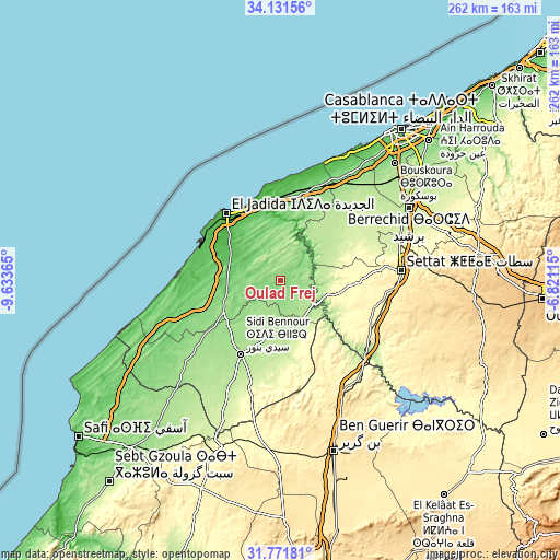 Topographic map of Oulad Frej