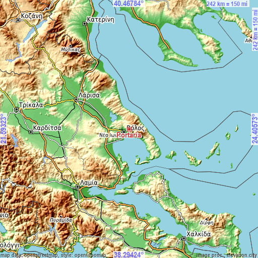 Topographic map of Portariá