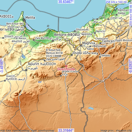 Topographic map of Guenfouda