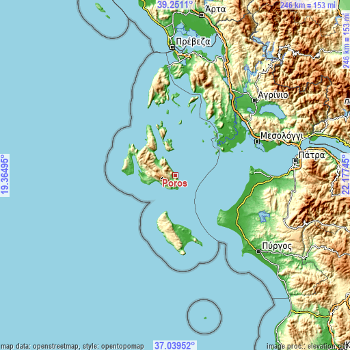 Topographic map of Póros