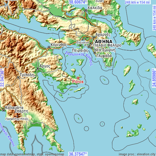 Topographic map of Póros