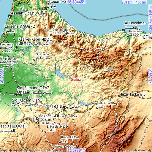 Topographic map of Galaz