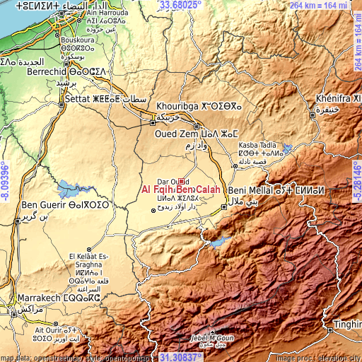 Topographic map of Al Fqih Ben Çalah
