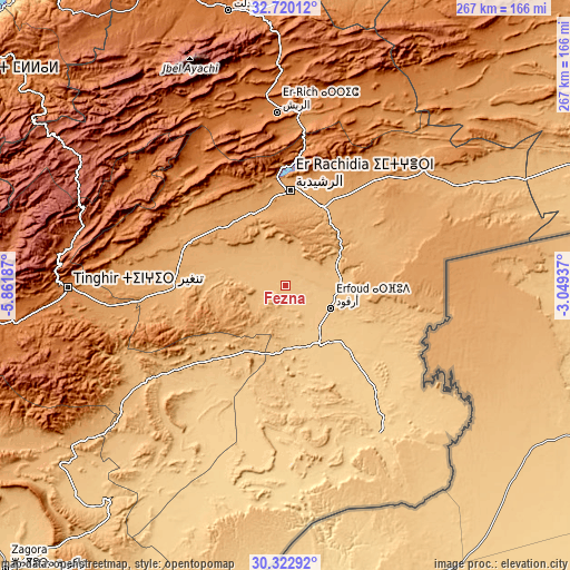Topographic map of Fezna