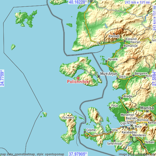 Topographic map of Polichnítos