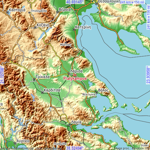 Topographic map of Platýkampos