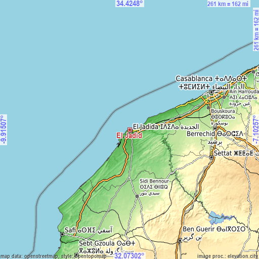 Topographic map of El Jadid
