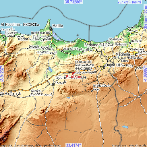 Topographic map of El Aïoun