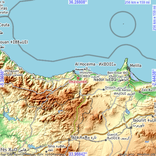 Topographic map of Imzouren