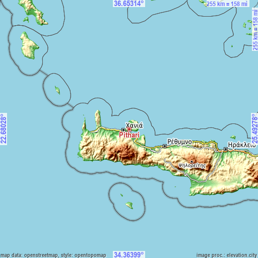 Topographic map of Pithári