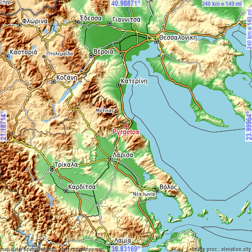 Topographic map of Pyrgetós