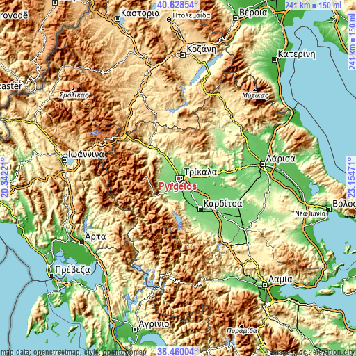 Topographic map of Pyrgetós