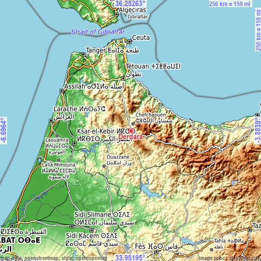 Topographic map of Derdara