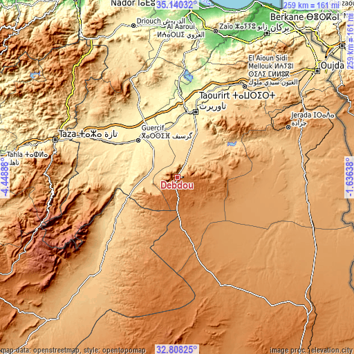 Topographic map of Debdou