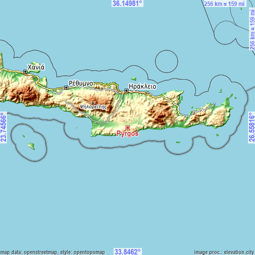 Topographic map of Pýrgos