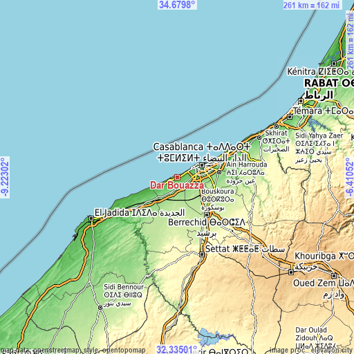 Topographic map of Dar Bouazza