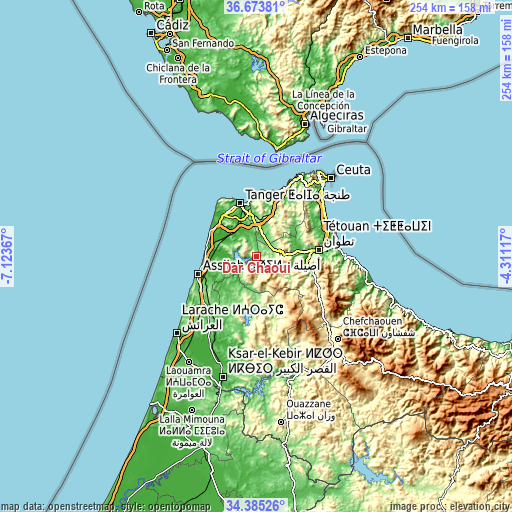 Topographic map of Dar Chaoui