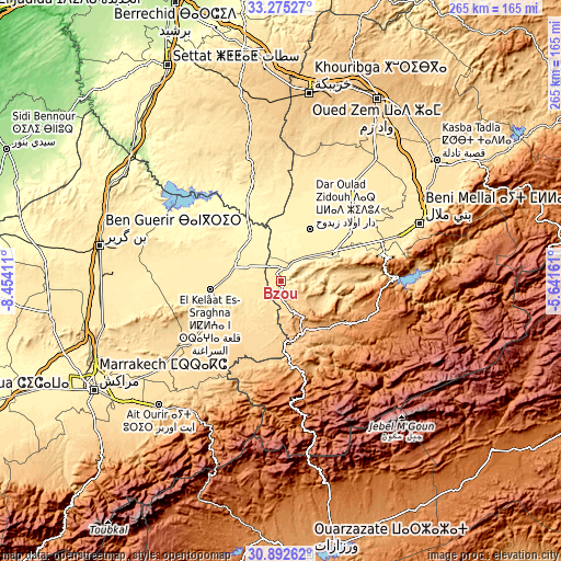 Topographic map of Bzou