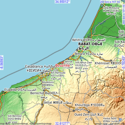 Topographic map of Bouznika