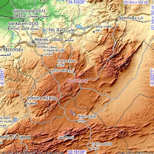 Topographic map of Boulemane