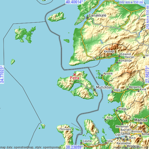 Topographic map of Pétra