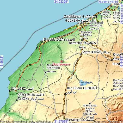 Topographic map of Boulaouane