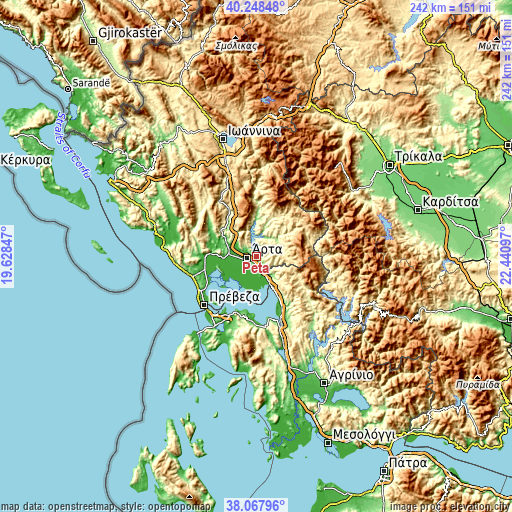 Topographic map of Péta