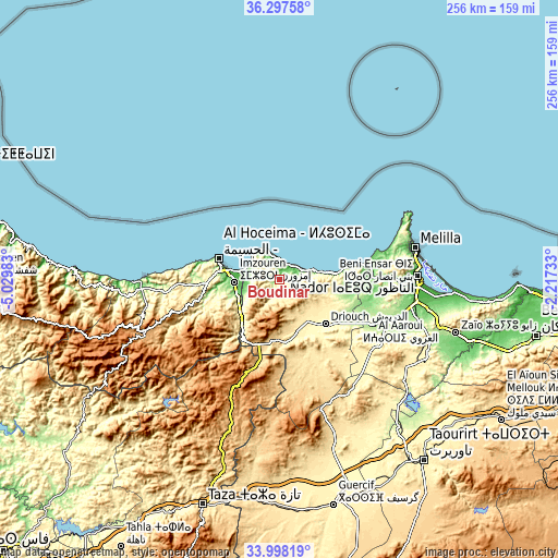 Topographic map of Boudinar