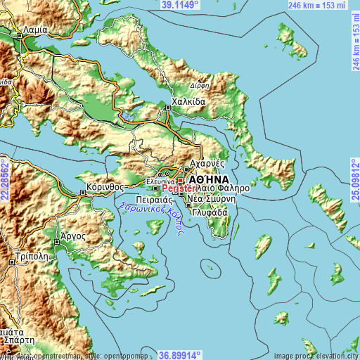 Topographic map of Peristéri