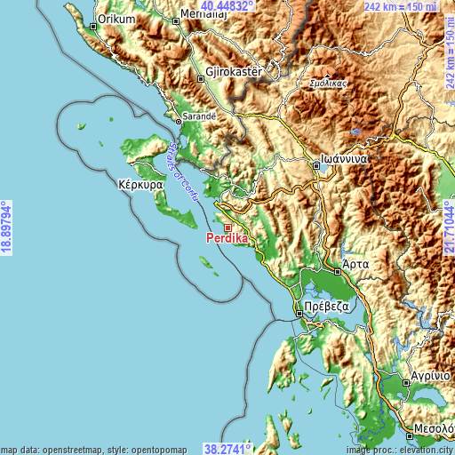 Topographic map of Pérdika