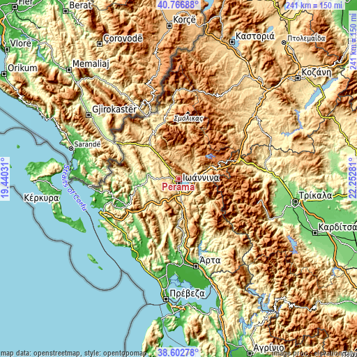 Topographic map of Pérama