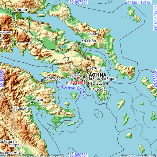 Topographic map of Pérama