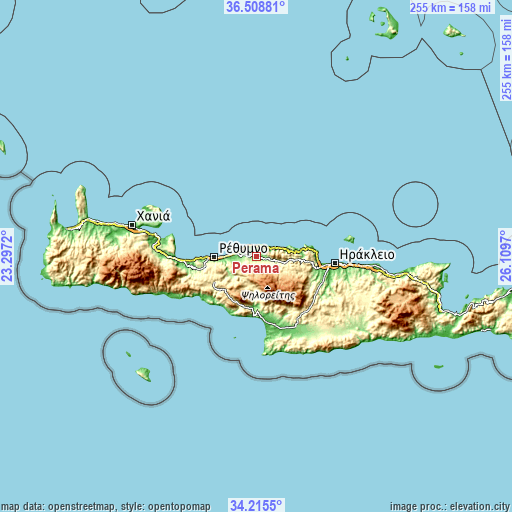 Topographic map of Pérama