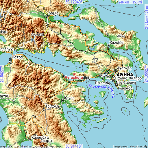 Topographic map of Perachóra