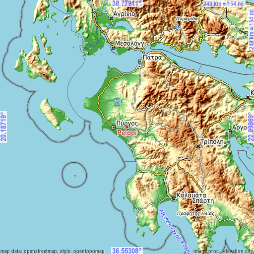 Topographic map of Pelópi